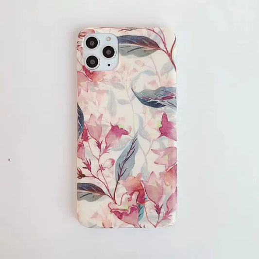 Floral Print Phone Case - iPhone 6 / 6S / 6 Plus / 6S Plus / 7 / 7 Plus / 8 / 8 Plus / X / XR / XS / XS MAX / 11 / 11 Pro / 11 Pro Max-1