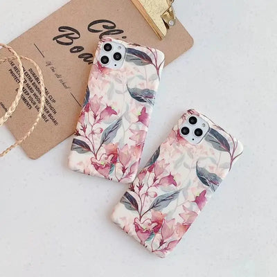 Floral Print Phone Case - iPhone 6 / 6S / 6 Plus / 6S Plus / 7 / 7 Plus / 8 / 8 Plus / X / XR / XS / XS MAX / 11 / 11 Pro / 11 Pro Max-5