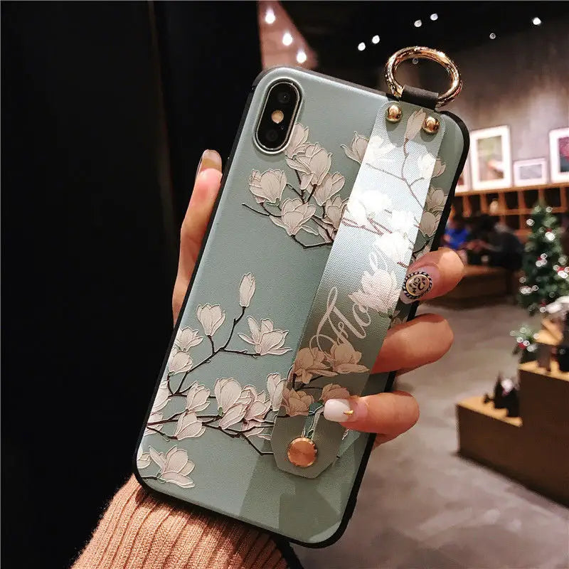 Floral Print Phone Case - iPhone 6 / 6s / 6 Plus / 6s Plus / 7 / 7 Plus / 8 / 8 Plus / X / XS / XS Max / XR / 11 / 11 Pro / 11 Pro Max-2