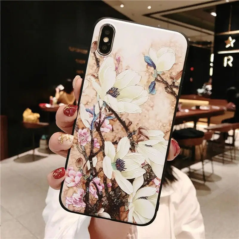 Floral Print Phone Case -  iPhone 6 / iPhone 6s / iPhone 6 Plus / iPhone 6s Plus / iPhone 7 / iPhone 7 Plus / iPhone 8 / iPhone 8 Plus / iPhone X / iPhone XS / iPhone XS Max / iPhone XR-2