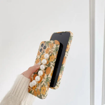Floral Print Phone Case With Hand Chain - iPhone 7 / 7 Plus 