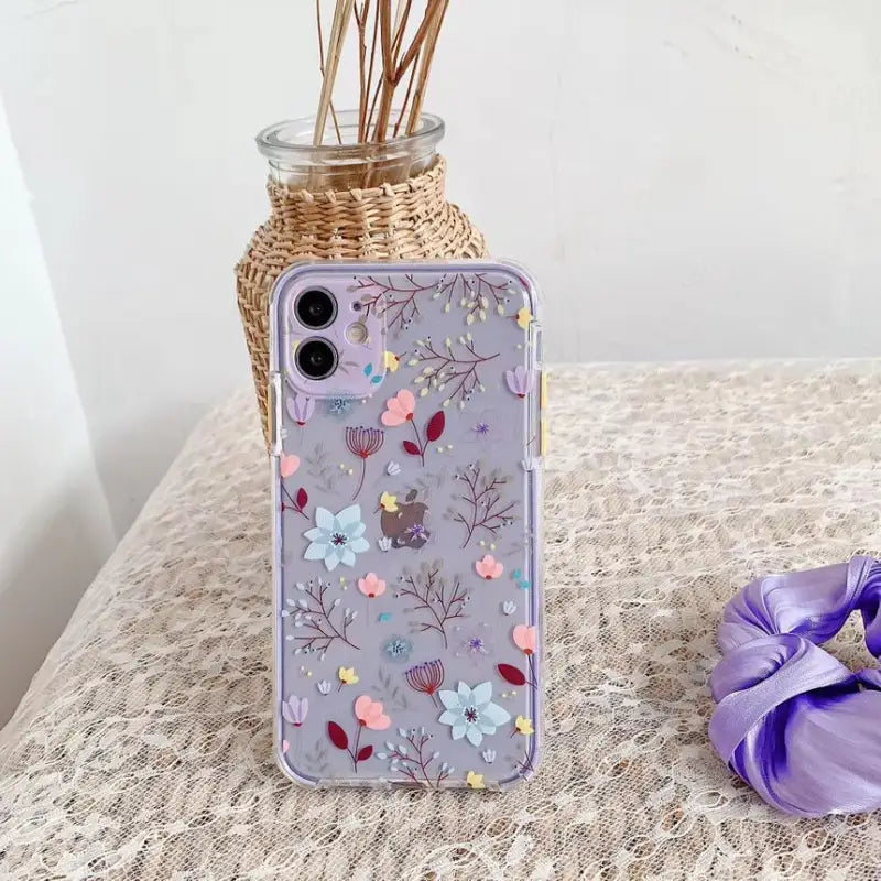 Floral Print Transparent  Phone Case - iPhone 12 Pro Max / 12 Pro / 12 / 12 Mini / 11 Pro Max / 11 Pro / 11 / XS Max / XS / XR / X / 8 Plus / 7 Plus / 8 / 7 / SE 2-5