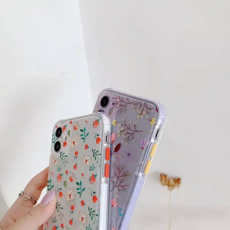 Floral Print Transparent  Phone Case - iPhone 12 Pro Max / 12 Pro / 12 / 12 Mini / 11 Pro Max / 11 Pro / 11 / XS Max / XS / XR / X / 8 Plus / 7 Plus / 8 / 7 / SE 2-9