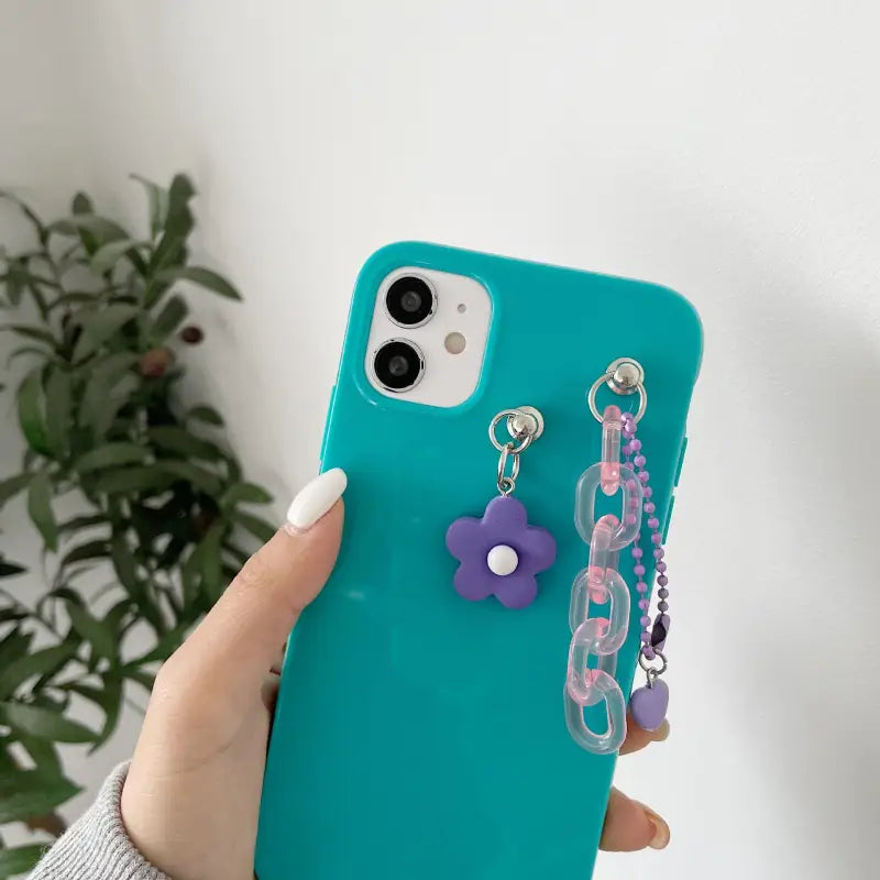 Flower Arcylic Chain Pendant iPhone Case BP239 - iphone case