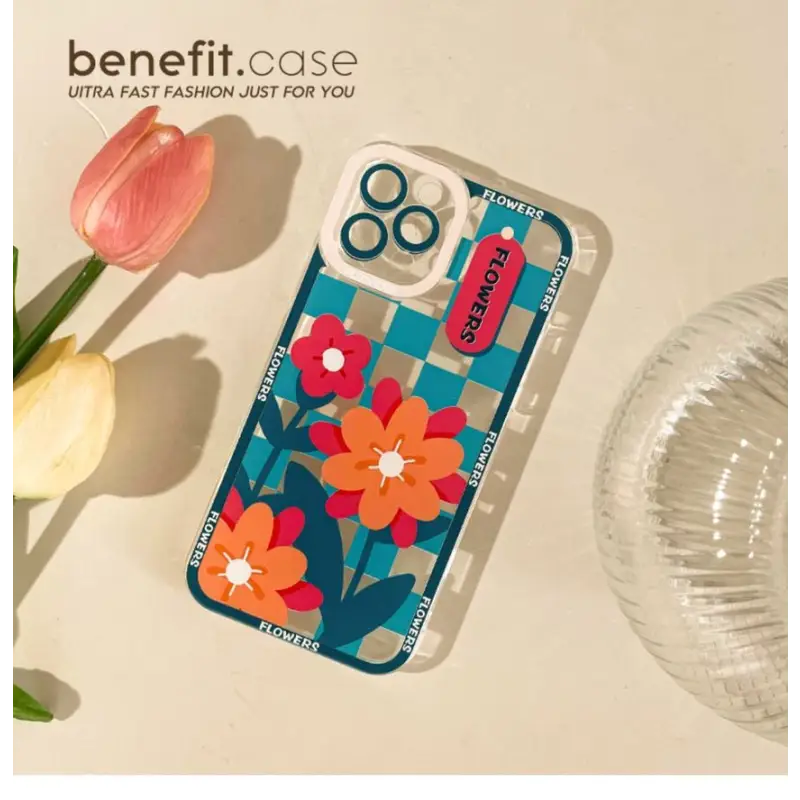 Flower Checker Transparent Phone Case - Iphone 13 Pro Max / 