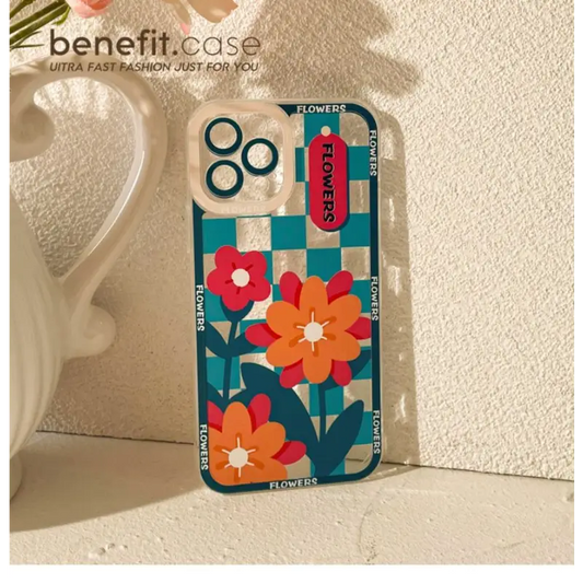 Flower Checker Transparent Phone Case - Iphone 13 Pro Max / 