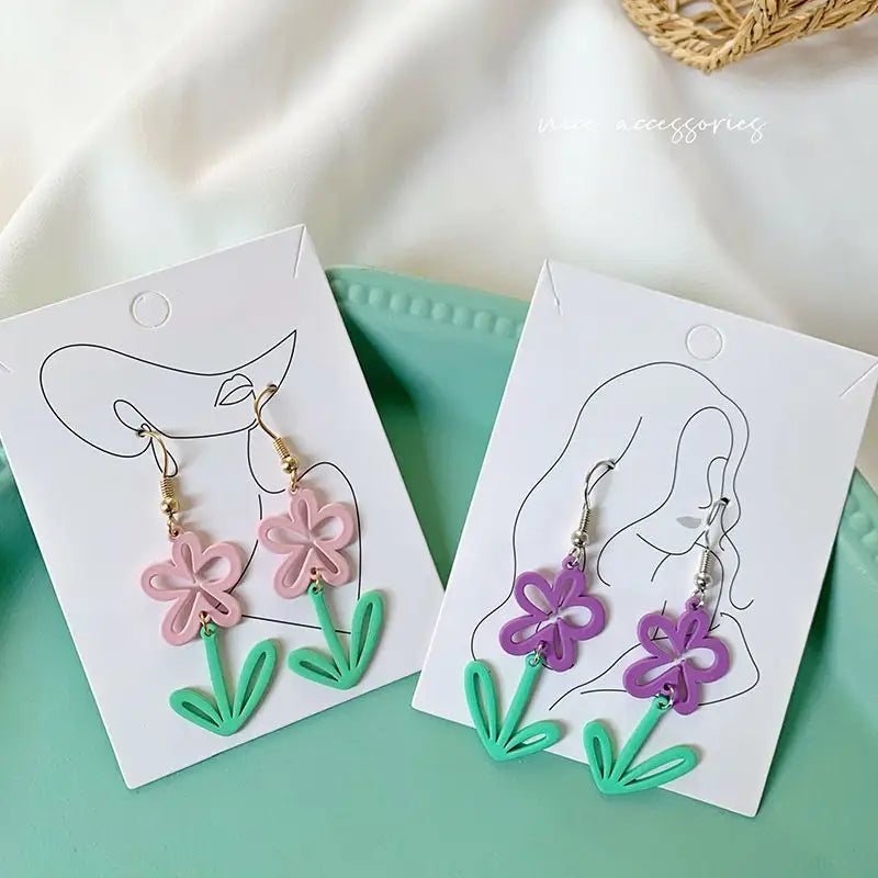 Flower Drop Earring Wd32 - Fancy Earrings