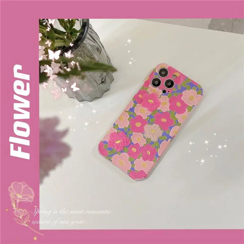 Flower Embroidered Phone Case - iPhone 13 Pro Max / 13 Pro /