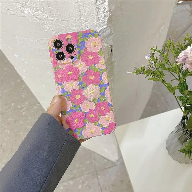 Flower Embroidered Phone Case - iPhone 13 Pro Max / 13 Pro /