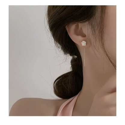 Flower Faux Pearl Alloy Earring WD203 - Fancy Earrings