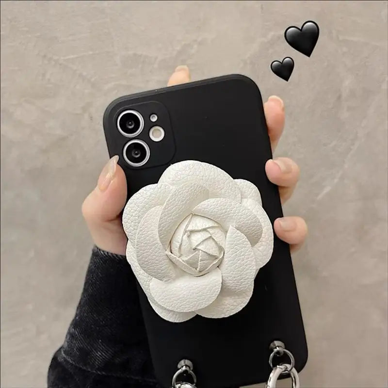 Flower Faux Pearl Chain Phone Case - iPhone 12 Pro Max / 12 