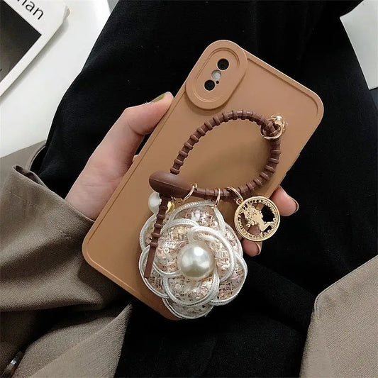 Flower Faux Pearl Phone Case - iPhone 13 Pro Max / 13 Pro / 13 / 13 mini / 12 Pro Max / 12 Pro / 12 / 12 mini / 11 Pro Max / 11 Pro / 11 / SE / XS Max / XS / XR / X / SE 2 / 8 / 8 Plus / 7 / 7 Plus / 6 / 6 Plus-1