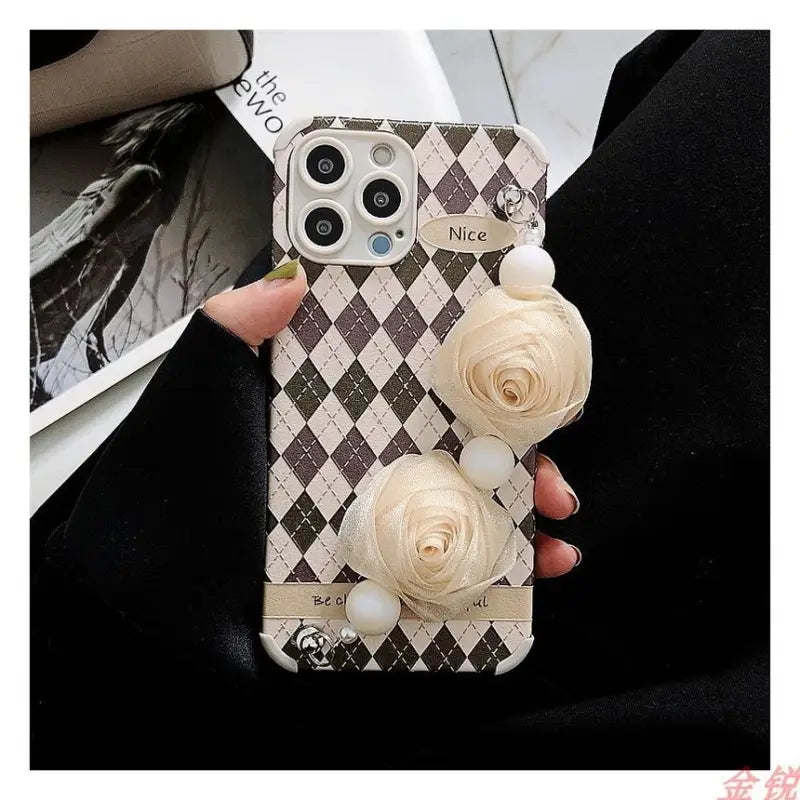 Flower Hand Strap Argyle Phone Case - Huawei / Honor-11