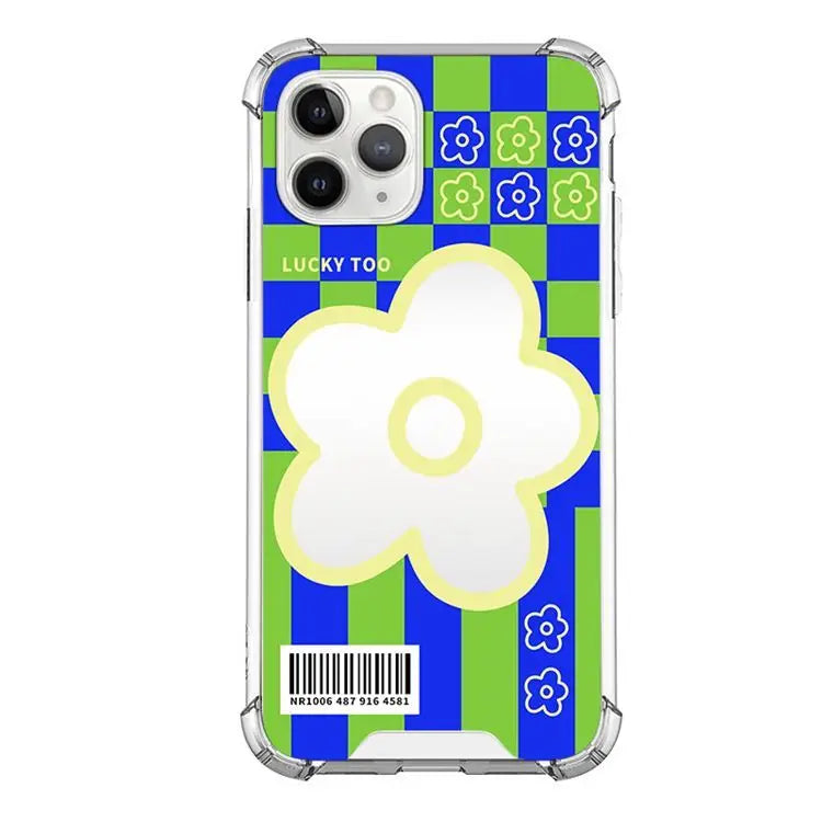 Flower Mirrored Checker Phone Case - iPhone 7 / 7 Plus / 8 /