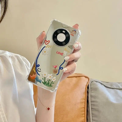 Flower Mirrored Phone Case - Huawei-11