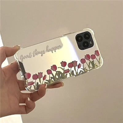 Flower Mirrored Phone Case - iPhone 13 Pro Max / 13 Pro / 13 / 12 Pro Max / 12 Pro / 12 / 11 Pro Max / 11 / XS Max / XR / XS / X / 8 Plus / 7 Plus-8