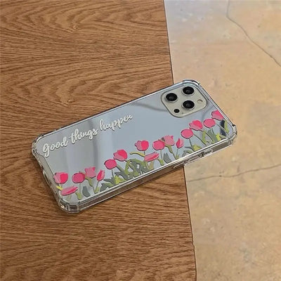 Flower Mirrored Phone Case - iPhone 13 Pro Max / 13 Pro / 13 / 12 Pro Max / 12 Pro / 12 / 11 Pro Max / 11 / XS Max / XR / XS / X / 8 Plus / 7 Plus-7