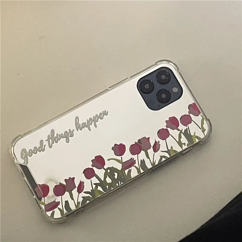 Flower Mirrored Phone Case - iPhone 13 Pro Max / 13 Pro / 13 / 12 Pro Max / 12 Pro / 12 / 11 Pro Max / 11 / XS Max / XR / XS / X / 8 Plus / 7 Plus-10