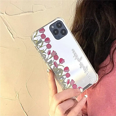 Flower Mirrored Phone Case - iPhone 13 Pro Max / 13 Pro / 13 / 12 Pro Max / 12 Pro / 12 / 11 Pro Max / 11 / XS Max / XR / XS / X / 8 Plus / 7 Plus-5