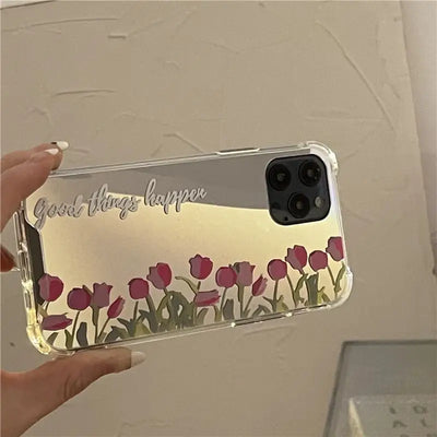 Flower Mirrored Phone Case - iPhone 13 Pro Max / 13 Pro / 13 / 12 Pro Max / 12 Pro / 12 / 11 Pro Max / 11 / XS Max / XR / XS / X / 8 Plus / 7 Plus-9