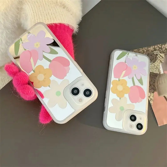 Flower Mirrored Phone Case - iPhone 13 Pro Max / 13 Pro / 13 / 13 mini / 12 Pro Max / 12 Pro / 12 / 12 mini / 11 Pro Max / 11 Pro / 11 / SE / XS Max / XS / XR / X / SE 2 / 8 / 8 Plus / 7 / 7 Plus-2