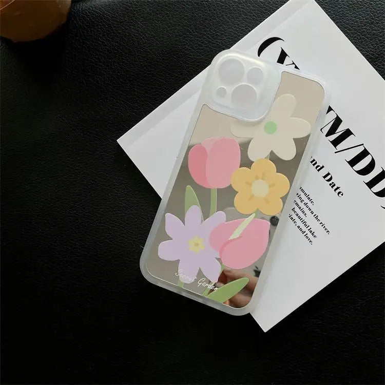 Flower Mirrored Phone Case - iPhone 13 Pro Max / 13 Pro / 13 / 13 mini / 12 Pro Max / 12 Pro / 12 / 12 mini / 11 Pro Max / 11 Pro / 11 / SE / XS Max / XS / XR / X / SE 2 / 8 / 8 Plus / 7 / 7 Plus-8