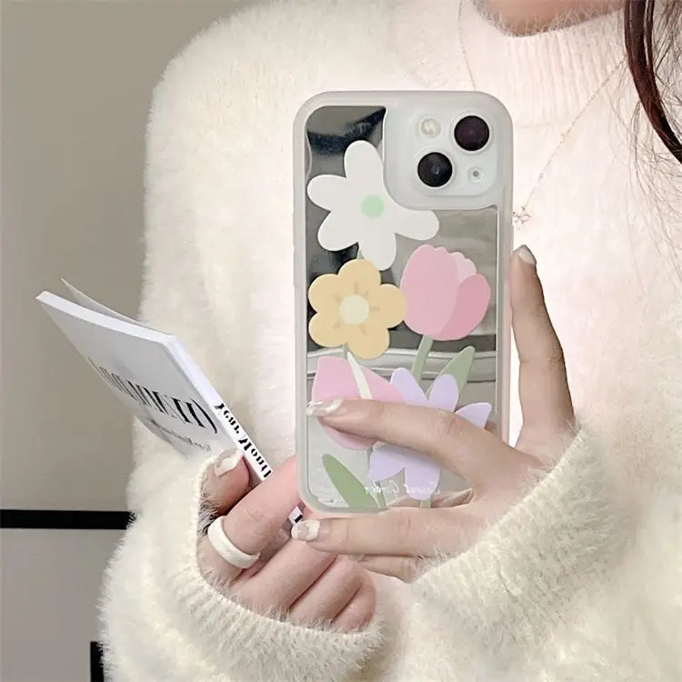 Flower Mirrored Phone Case - iPhone 13 Pro Max / 13 Pro / 13 / 13 mini / 12 Pro Max / 12 Pro / 12 / 12 mini / 11 Pro Max / 11 Pro / 11 / SE / XS Max / XS / XR / X / SE 2 / 8 / 8 Plus / 7 / 7 Plus-14
