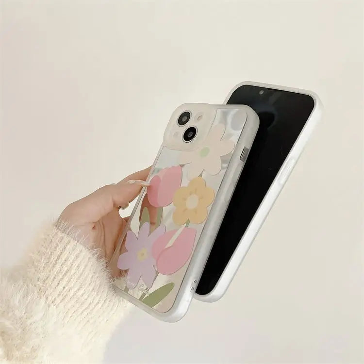 Flower Mirrored Phone Case - iPhone 13 Pro Max / 13 Pro / 13 / 13 mini / 12 Pro Max / 12 Pro / 12 / 12 mini / 11 Pro Max / 11 Pro / 11 / SE / XS Max / XS / XR / X / SE 2 / 8 / 8 Plus / 7 / 7 Plus-9