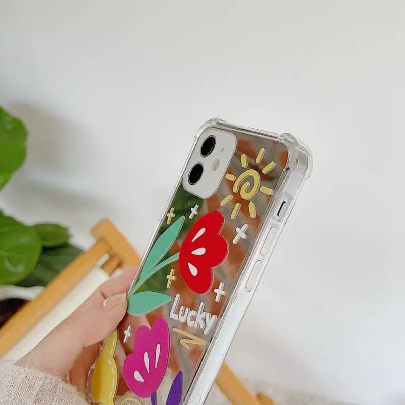 Flower Mirrored Phone Case - Iphone 6 / 6s, 6plus / 6s Plus, 7 / 8 / Se, 7 Plus / 8 Plus, X / Xs, Xs Max, Xr, 11, 11 Pro, 11 Pro Max, 12 Mini, 12, 12 Pro, 12 Pro Max, 13mini, 13, 13pro, 13pro Max-10