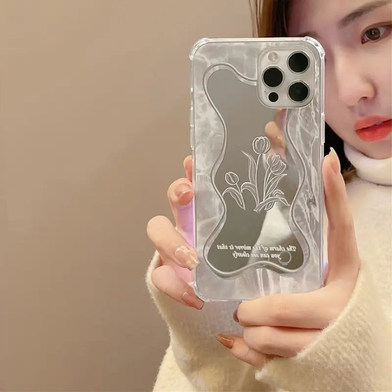 Flower Mirrored Phone Case - iPhone 7 / 8 / SE / 7 Plus / 8 Plus / X / XS / XS Max / XR / 11 / 11 Pro / 11 Pro Max / 12 mini / 12 / 12 Pro / 12 Pro Max / 13 mini / 13 / 13 Pro / 13 Pro Max-6