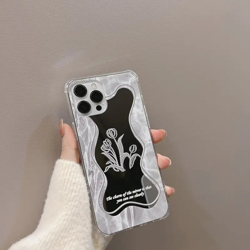 Flower Mirrored Phone Case - iPhone 7 / 8 / SE / 7 Plus / 8 Plus / X / XS / XS Max / XR / 11 / 11 Pro / 11 Pro Max / 12 mini / 12 / 12 Pro / 12 Pro Max / 13 mini / 13 / 13 Pro / 13 Pro Max-8