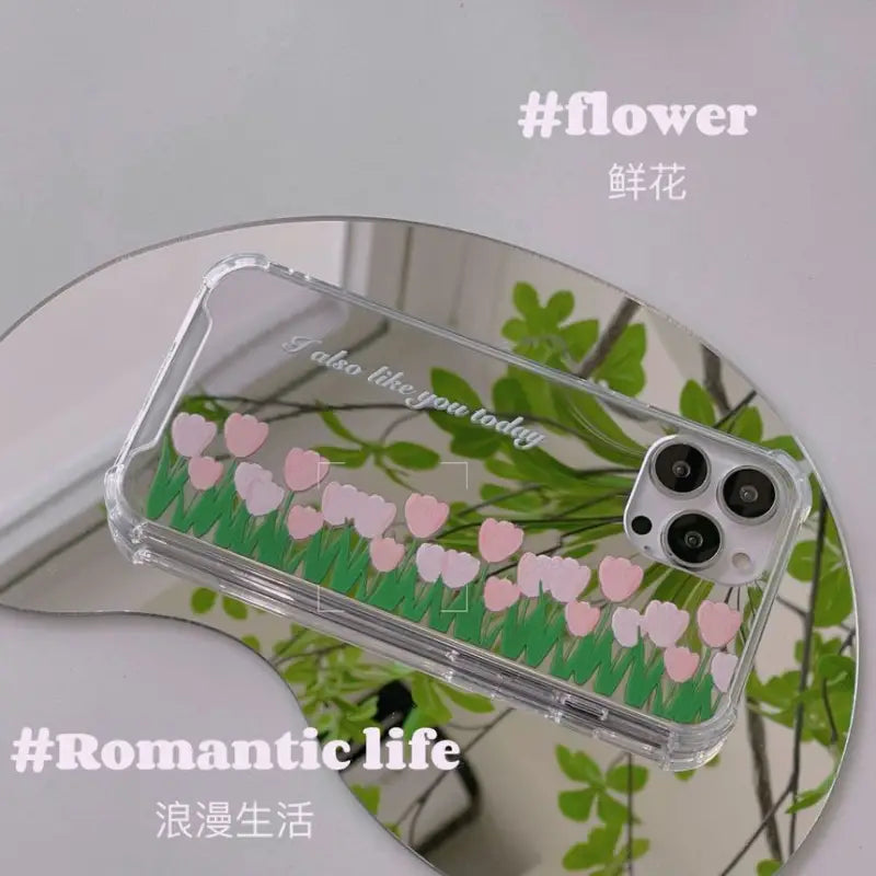 Flower Mirrored Phone Case - iPhone 7 / 8 / SE / 7 Plus / 8 