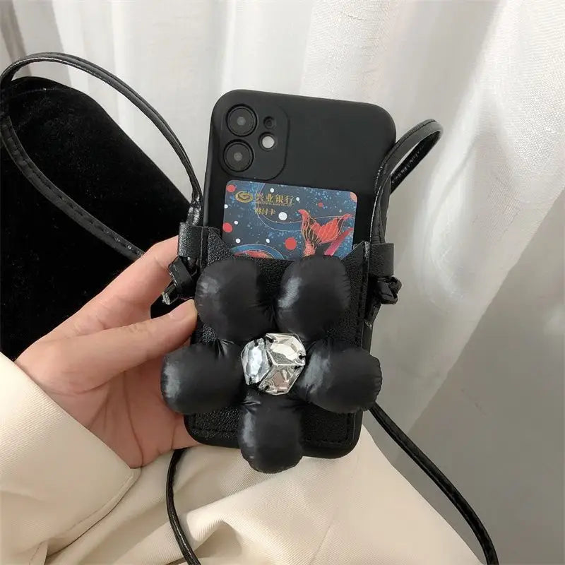 Flower Neck Strap Phone Case - iPhone 13 Pro Max / 13 Pro / 13 / 13 mini / 12 Pro Max / 12 Pro / 12 / 12 mini / 11 Pro Max / 11 Pro / 11 / SE / XS Max / XS / XR / X / SE 2 / 8 / 8 Plus / 7 / 7 Plus / 6 / 6 Plus-3