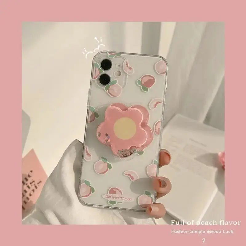 Flower Peach Transparent iPhone Case W019 - iphone case