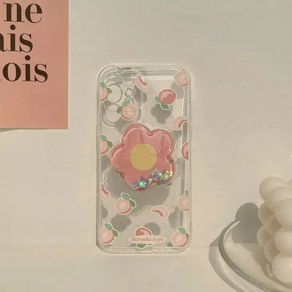 Flower Peach Transparent iPhone Case W019 - iphone case