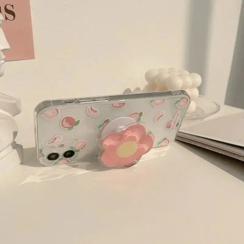 Flower Peach Transparent iPhone Case W019 - iphone case