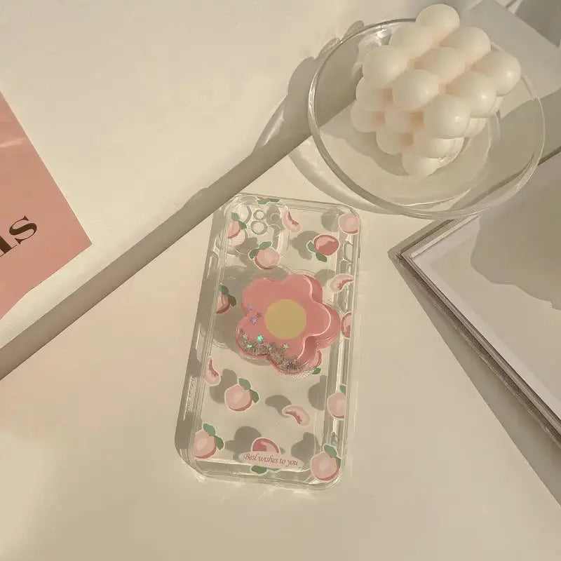 Flower Peach Transparent iPhone Case W019 - iphone case