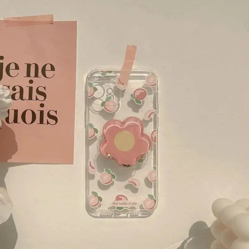 Flower Peach Transparent iPhone Case W019 - iphone case