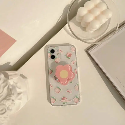 Flower Peach Transparent iPhone Case W019 - iphone case
