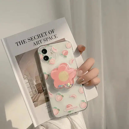 Flower Peach Transparent iPhone Case W019 - iphone case