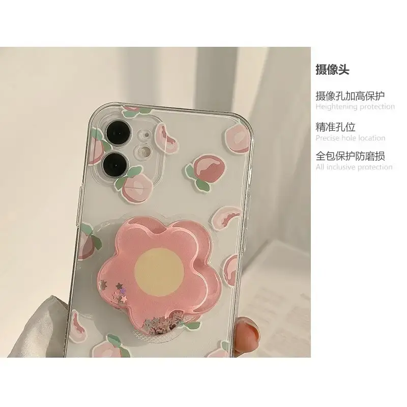 Flower Peach Transparent iPhone Case W019 - iphone case