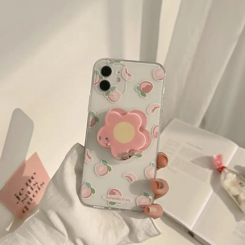 Flower Peaches iPhone Case W019 - Transparent / 7/8/SE - 