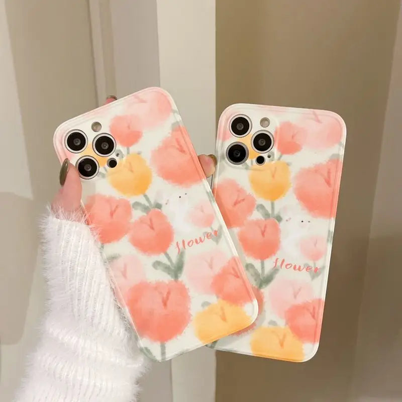 Flower Phone Case - iPhone 13 Pro Max / 13 Pro / 13 / 13 mini / 12 Pro Max / 12 Pro / 12 / 12 mini / 11 Pro Max / 11 Pro / 11 / SE / XS Max / XS / XR / X / SE 2 / 8 / 8 Plus / 7 / 7 Plus-8