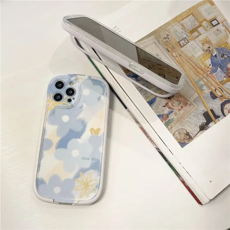 Flower Phone Case with Foldable Stand - iPhone 13 Pro Max / 