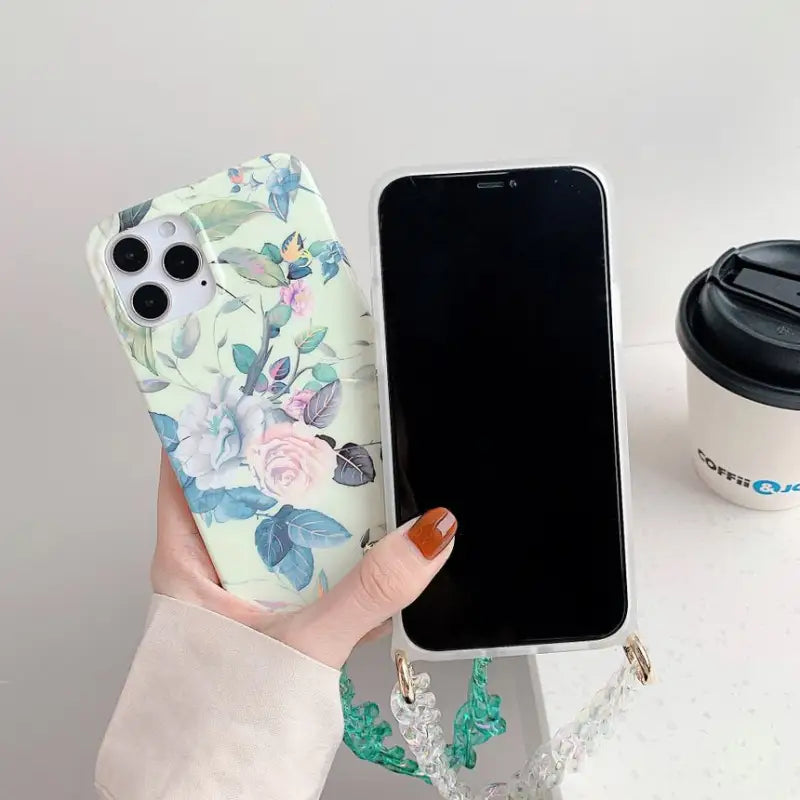 Flower Print Phone Case - iPhone 7 / 7 Plus / 8 / 8 Plus / X / XS / XS Max / XR / 11 / 11 Pro / 11 Pro Max / 12 / 12 Pro / 12 Pro Max-16