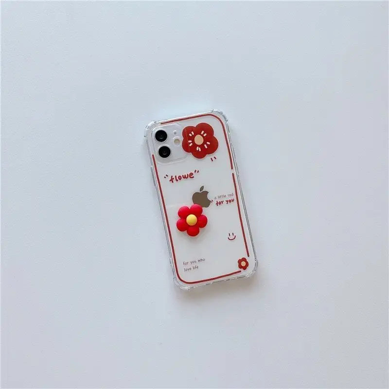 Flower Print Transparent Phone Case - iPhone 13 Pro Max / 13 Pro / 13 / 12 Pro Max / 12 Pro / 12 Mini / 12 / 11 Pro Max / 11 Pro / 11 / XS Max / XR / XS / X / 8 Plus / 7 Plus / 8 / 7 / SE 2-15