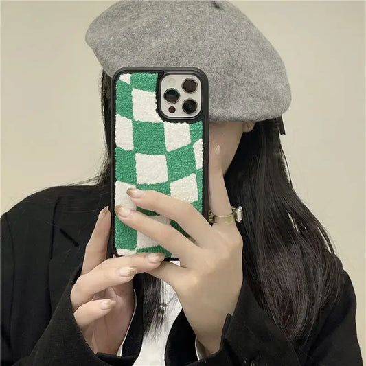 Fluffy Checked Phone Case - iPhone 13 Pro Max / 13 Pro / 13 