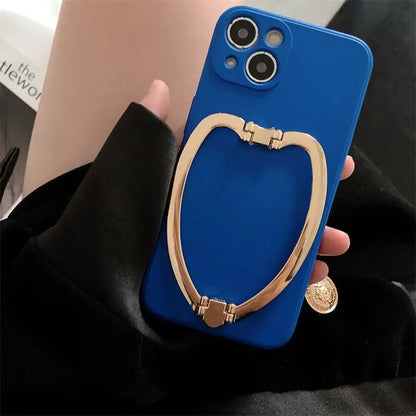 Foldable Metallic Stand Phone Case - iPhone 13 Pro Max / 13 Pro / 13 / 13 mini / 12 Pro Max / 12 Pro / 12 / 12 mini / 11 Pro Max / 11 Pro / 11 / SE / XS Max / XS / XR / X / SE 2 / 8 / 8 Plus / 7 / 7 Plus / 6 / 6 Plus-4