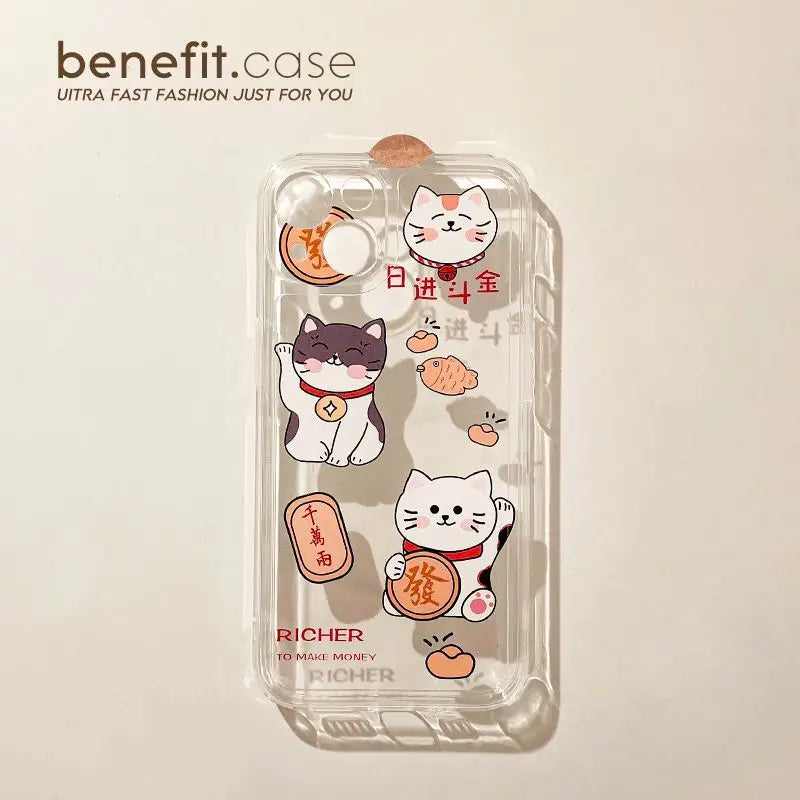 Fortune Cat Phone Case - iPhone 13 Pro Max / 13 Pro / 13 / 13 mini / 12 Pro Max / 12 Pro / 12 / 12 mini / 11 Pro Max / 11 Pro / 11 / SE / XS Max / XS / XR / X / SE 2 / 8 / 8 Plus / 7 / 7 Plus-4