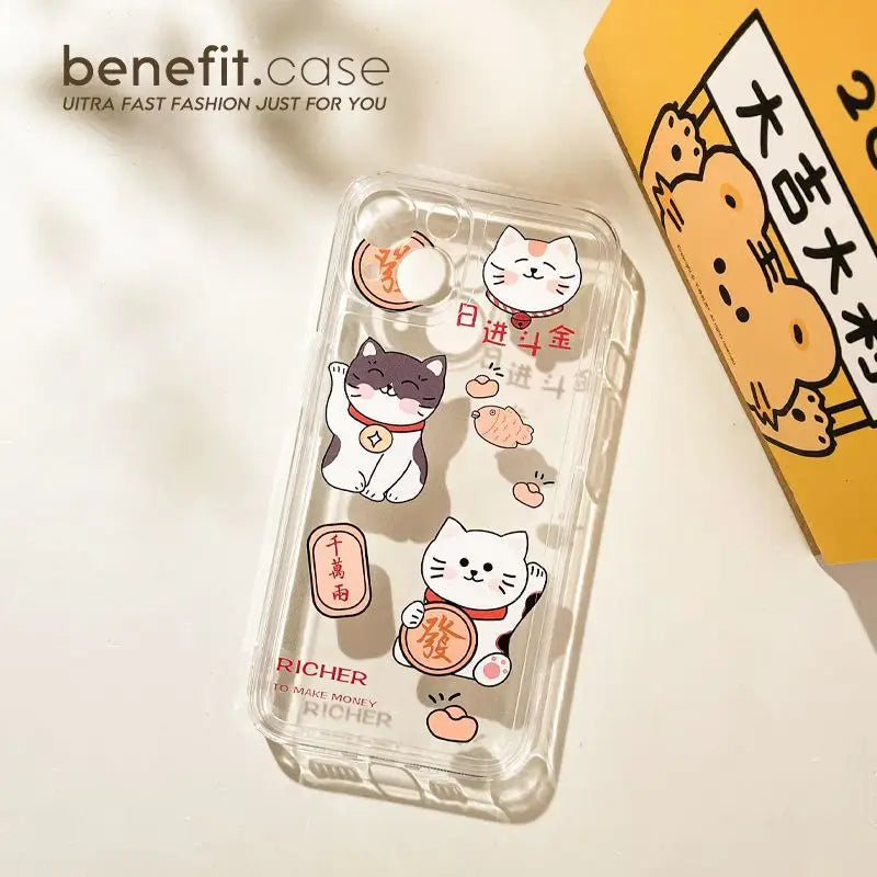 Fortune Cat Phone Case - iPhone 13 Pro Max / 13 Pro / 13 / 13 mini / 12 Pro Max / 12 Pro / 12 / 12 mini / 11 Pro Max / 11 Pro / 11 / SE / XS Max / XS / XR / X / SE 2 / 8 / 8 Plus / 7 / 7 Plus-3